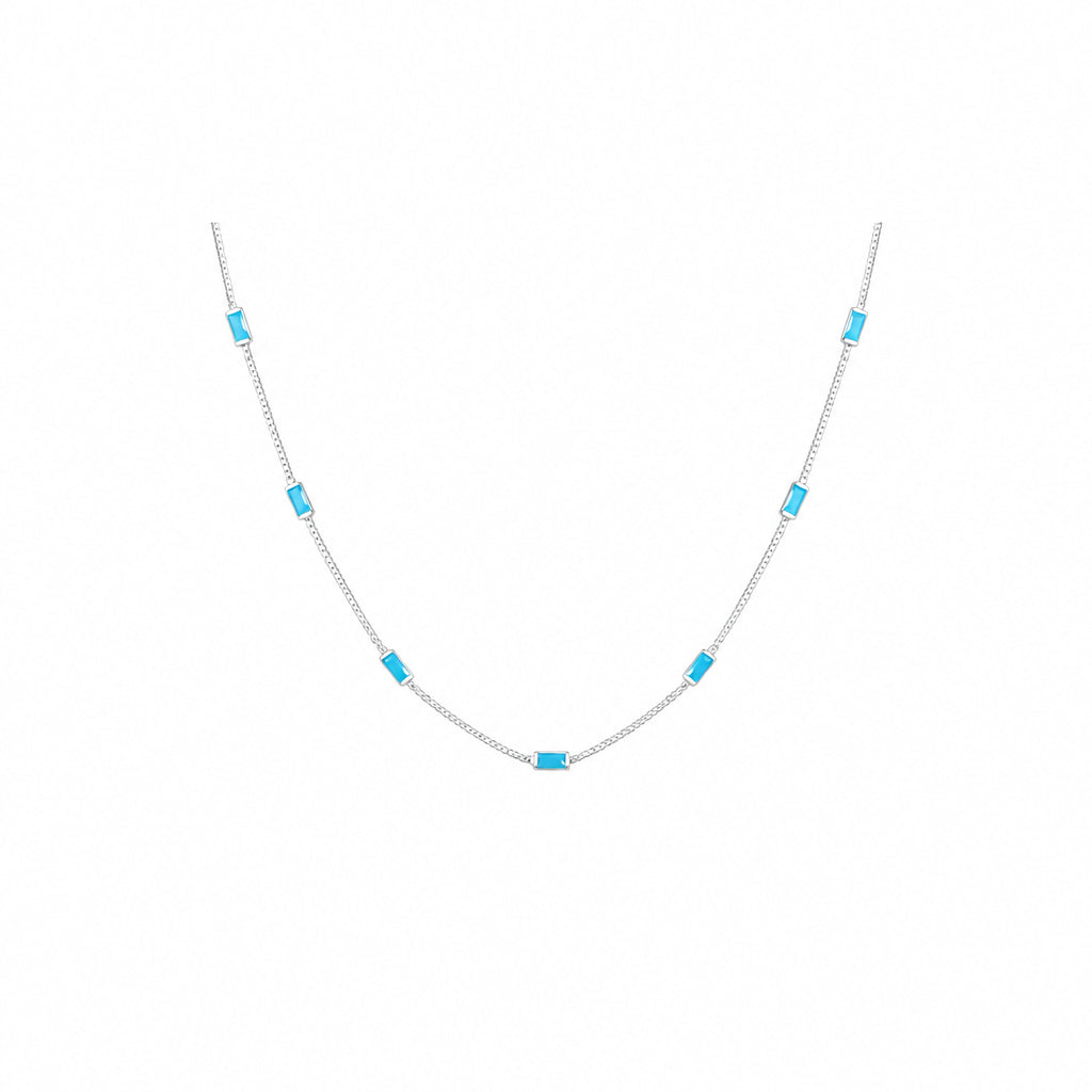 Silver-Tone Necklace with Colorful Gemstones