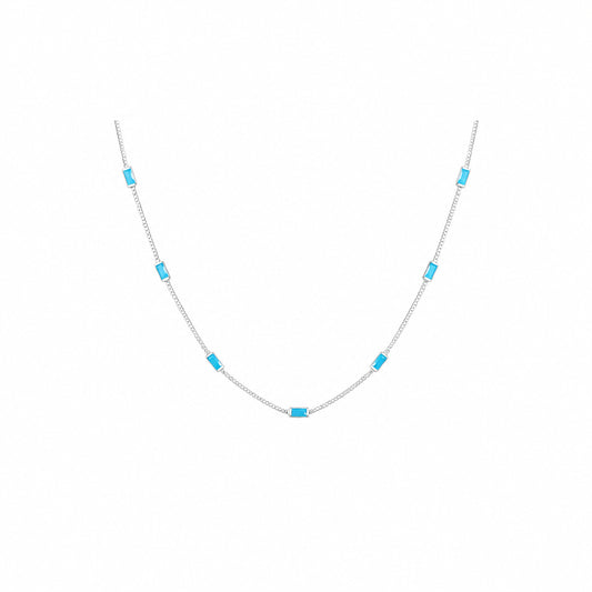 Silver-Tone Necklace with Colorful Gemstones