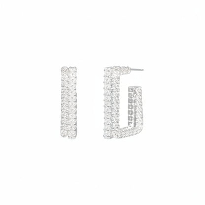 Silver-tone earrings with sparkling stones