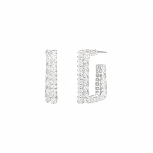Silver-tone earrings with sparkling stones