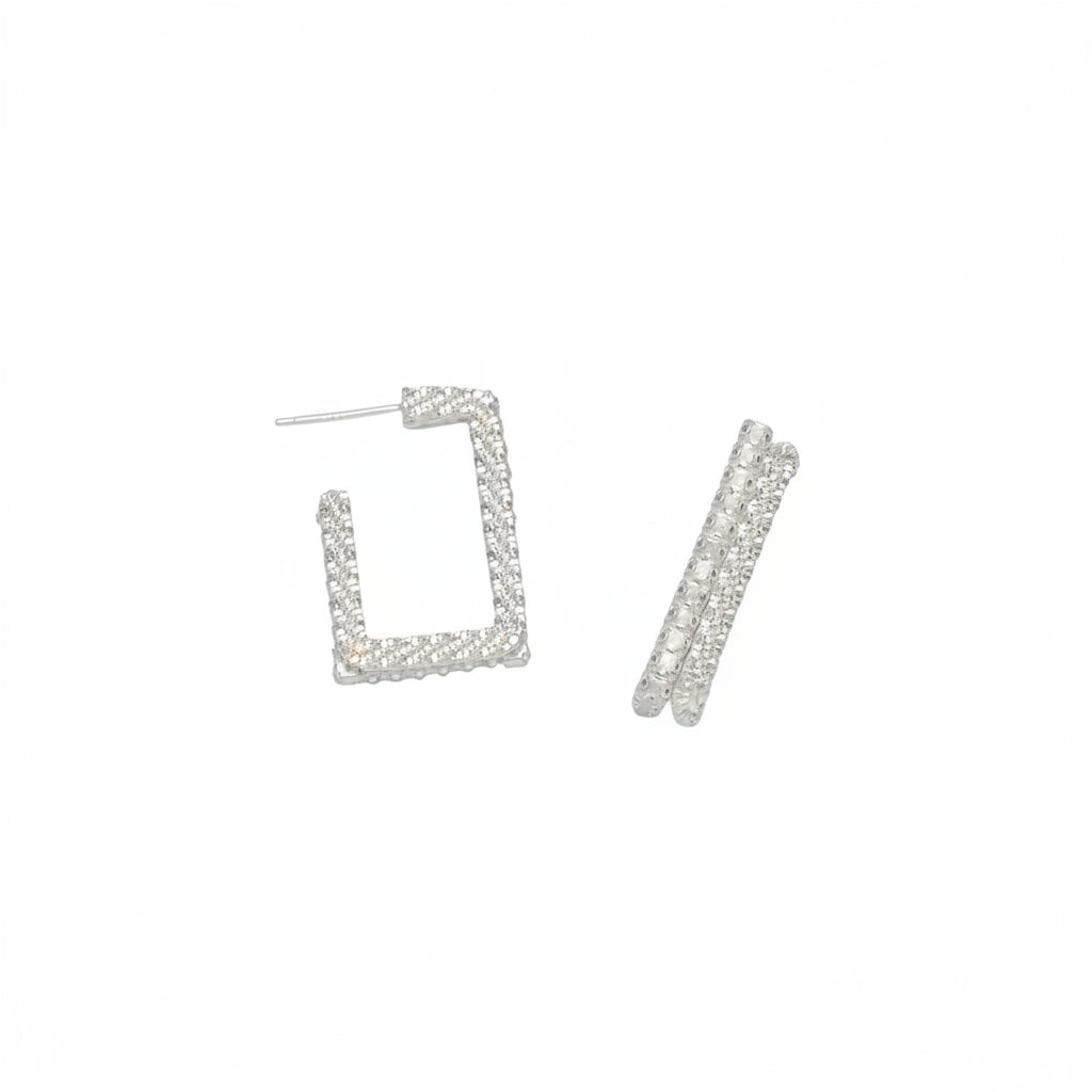 Silver-tone earrings with sparkling stones