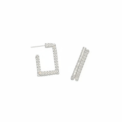 Silver-tone earrings with sparkling stones